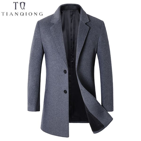 

men brand clothing 2018 autumn and winter new style solid color wool coat fashion casual single-breasted men's slim coat, Black