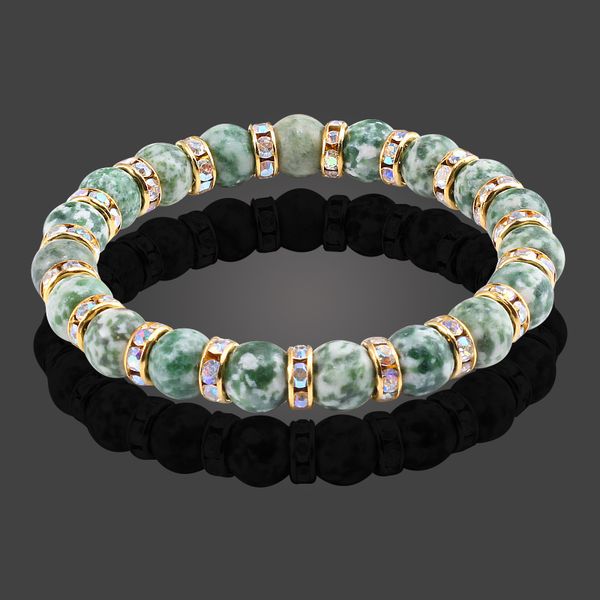 

new fashion classic natural stone bracelet crystal green bead bracelets & bangles women and men stretch yoga bracelet jewelry, Black