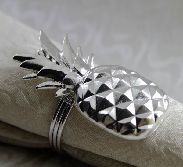 

gold silver metal napkin ring pineapple, napkin holder for wedding, decoration 24 pcs ing