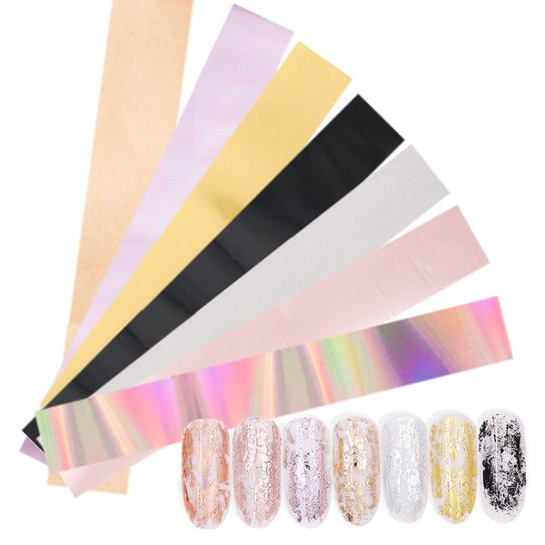 

7pc mix color nail foil beauty foil for nail polish set nails wraps mixing color transfer for design polish care diy, Black