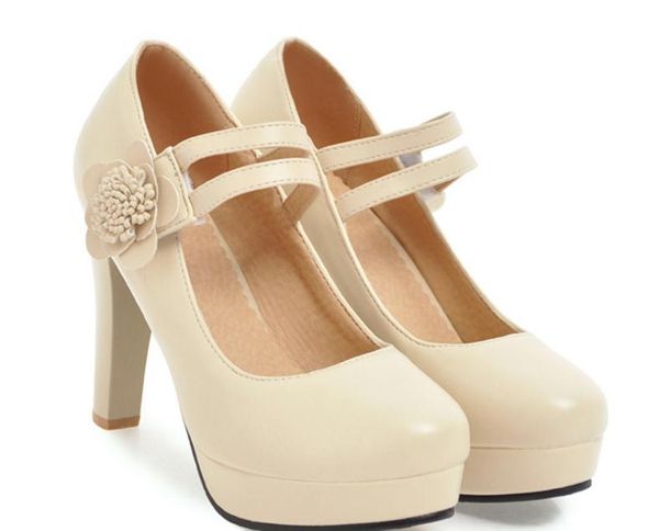 

send spring and autumn new style waterproof platform high heels coarse heel female single shoes, Black