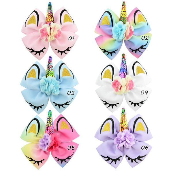 Unicorn Barrettes Kids Sequins Horn Hairpins Girls Hair Barrettes