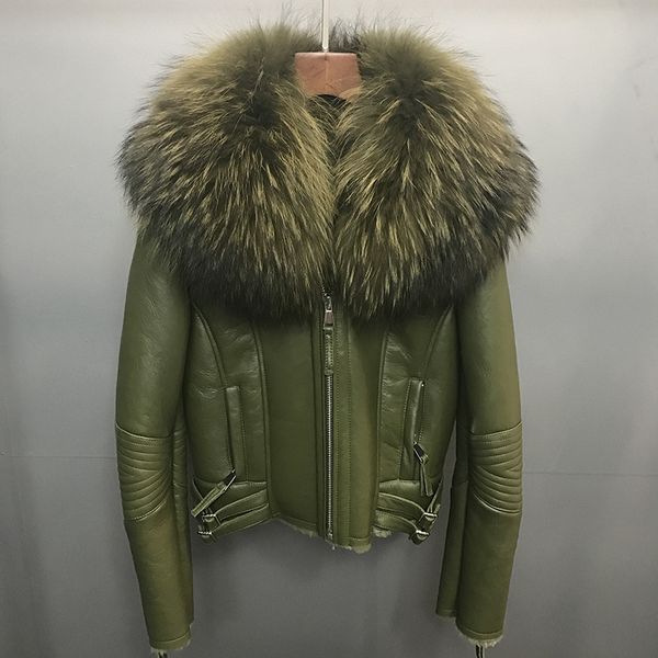 

2018 new short parka winter jacket women natural real fur double-faced fur genuine leather cashmere coat thick parkas fashion, Black
