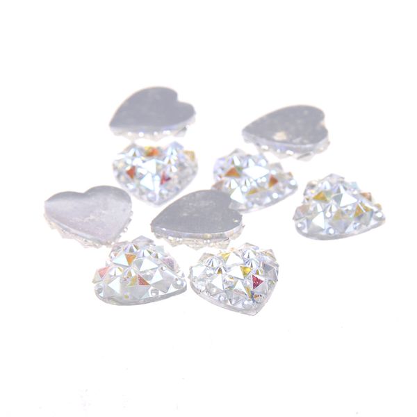 

14mm 40pcs heart shape high luster resin rhinestone flatback gems fashion glue on multicolor diy wedding dress accessories, Silver;gold