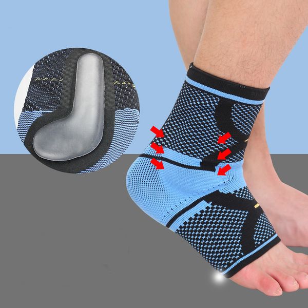 

1 pair sports nylon knitting ankle support anti fatigue breathable elastic running protection foot, Blue;black