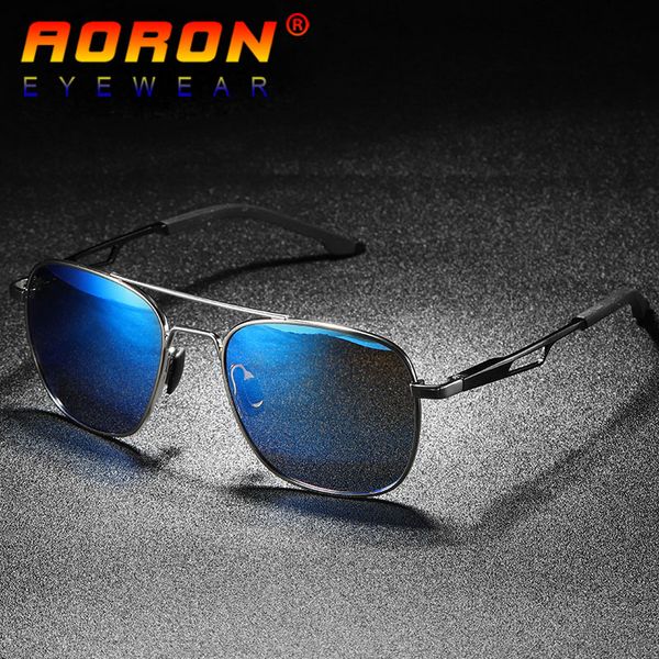 

aoron hd polarized sunglasses men driving goggles alloy frame anti-glare mirror sun glasses eyeglasses a560 for men/women, White;black