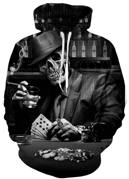 

новые моды для мужчин / женщин прохладный череп смешно 3d печатных crewneck толстовка толстовки мода повседневная толстовки h51, Black