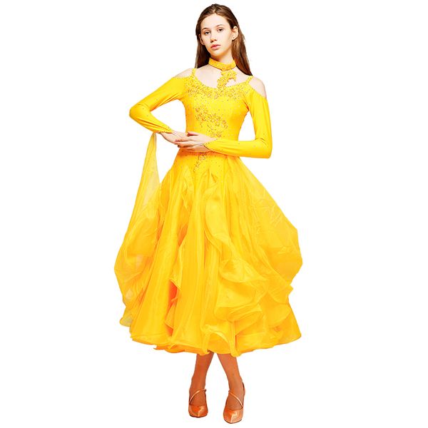 2019 Yellow Ballroom Dance Competition Dresses Fringe Latin Ballroom Dress Standard Dance Dresses Wear Waltz Dress From Luhaluha 20597 Dhgatecom -