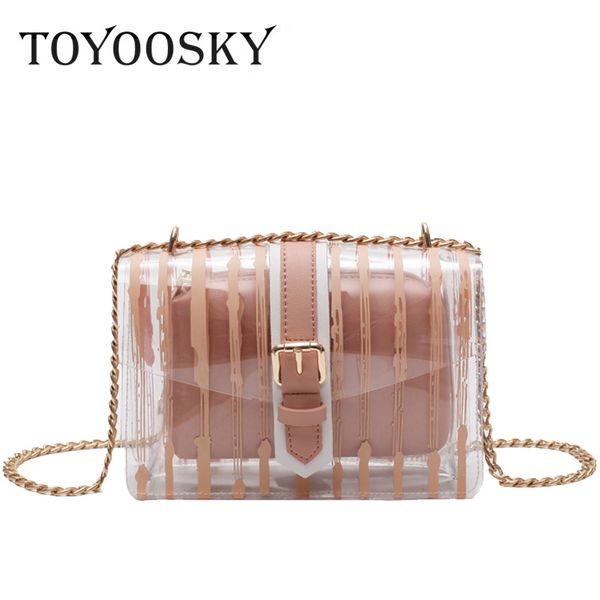 

toyoosky clear pvc handbags striped women messenger bag for girls shoulder bags clutch transparent purse jelly bag