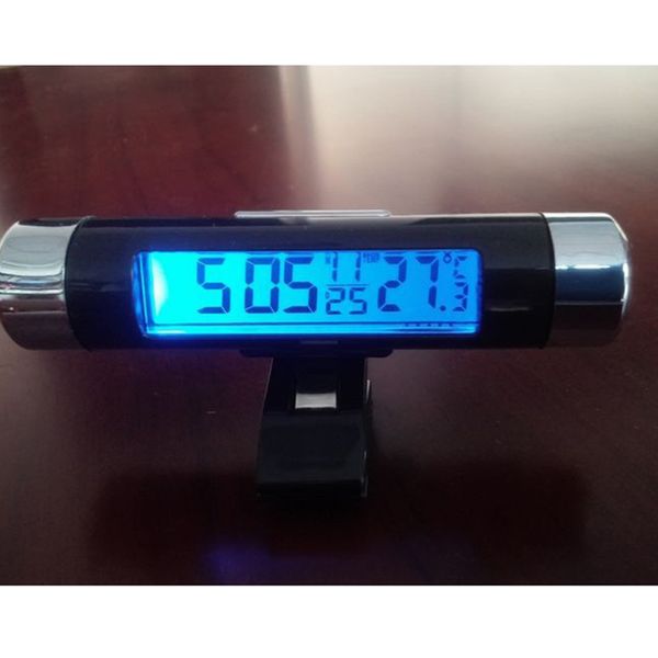 

high quality clip on car lcd digital display thermometer blue light backlight month date electronic thermometer clock
