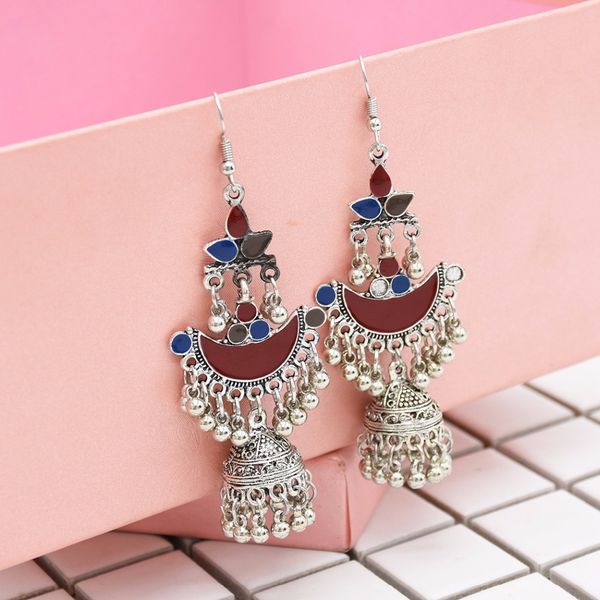 

original ethnic silver metal tassel ball earrings boho hippie jewelry gypsy for women afghanistan thailand nepal india pakistan