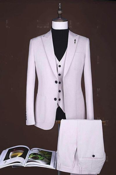 

сшитое пик нагрудные две кнопки жених смокинги свадебные мужские костюмы вечерние костюм для свадьбы bestmen (куртка+брюки+галстук+жилет, Black;gray