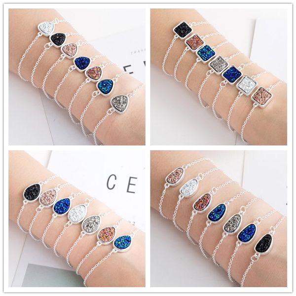 

мода druzy drusy браслет 6styles 6colors геометрия имитировать натуральный камень цепи браслет браслет для женщин марка ювелирных изделий, Golden;silver