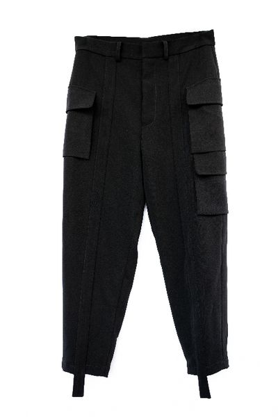 

27-44 big yards men's pants 2018 home-made autumn patchwork casual pants with multiple pockets original design black