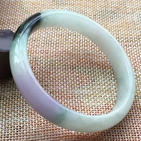 

56mm lavender green stoneite stone bangle bracelet handmade a42, Black