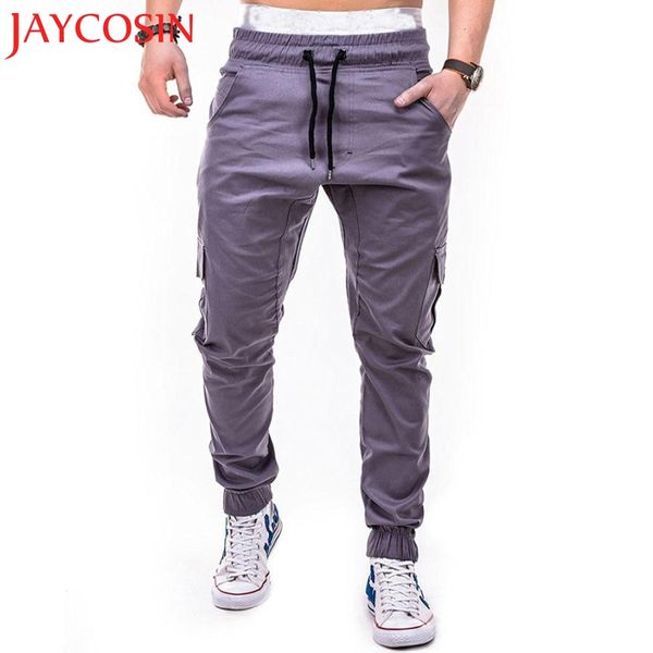 

2018 fashion men's sport pure color bandage casual loose sweatpants drawstring pants dropshipping august 6, Black