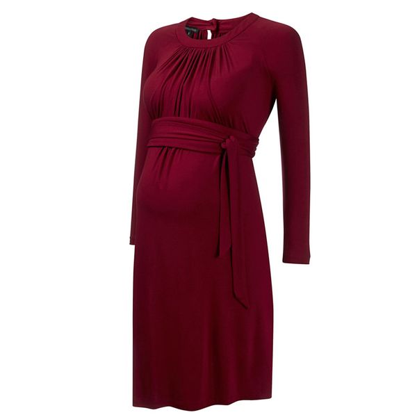 

high waist s-3xl tencel maternity dresses pregnancy clothes for pregnant women clothing knee length maternity office vestidos, White
