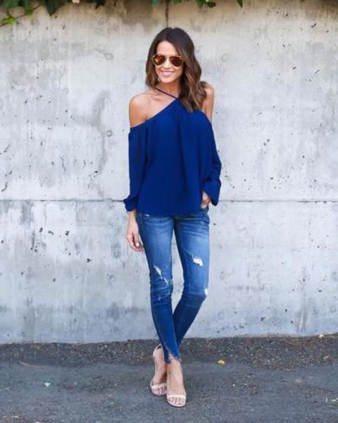 

womens clothing summer strap off shoulder chiffon shirts casual long sleeve female solid color tees, White