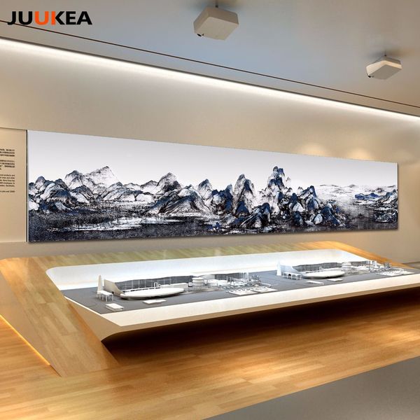 

huge size canvas print painting, classic asia chinese ink painting landscapes large size wall picture for living room home decor