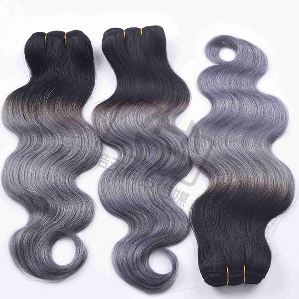 

Charmingqueen 1b grey body wave human hair 3 4 bundle ombre brazilian human hair weave gray ombre hair exten ion, Black