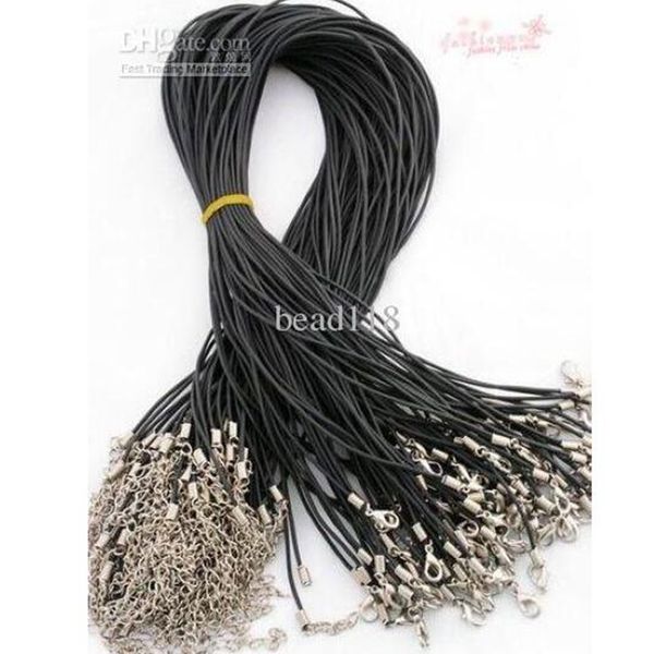 

горячо ! 100 шт. / лот 1.5 мм 18" омар застежка резиновый шнур ожерелье diy ювелирные изделия мужские короткие ожерелья, Black