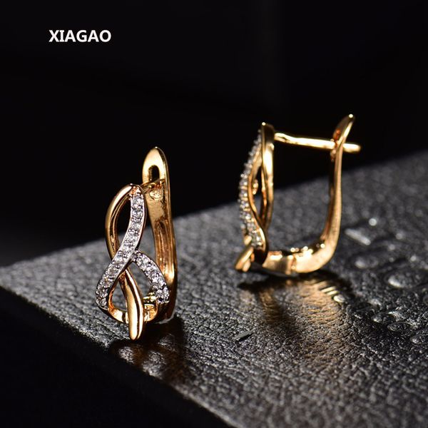 

whole salexiagao gold brilliant shining infinity sign women hoop earrings inlay cubic zircon big round wedding engagement earrings, Golden;silver