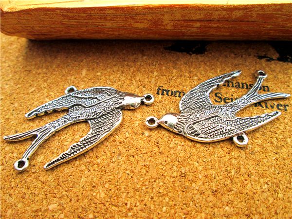 

36pcs--swallow bird charms,antique tibetan silver lovely opening wings swallow connector link charm pendant 38x20mm, Bronze;silver