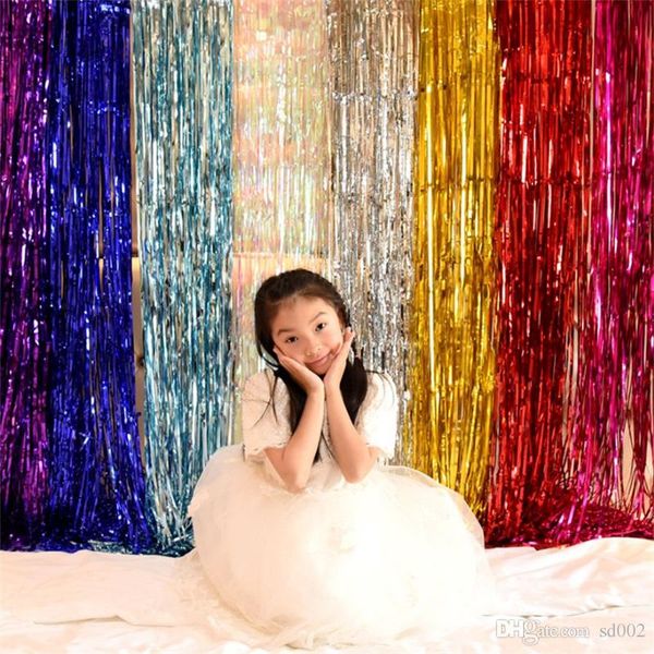 

Rain curtain wedding ceremony marry fringed curtain birthday chri tma background wall decorate party upplie pure color 3 47hp bb