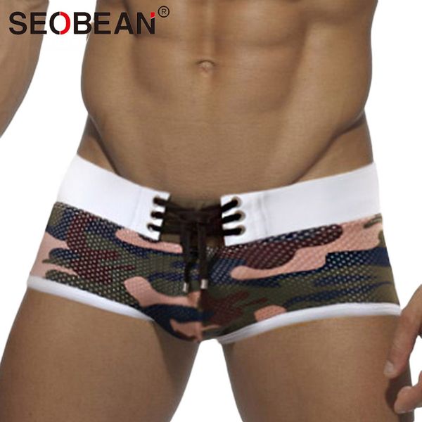 

seobean brand mens swimwear swimsuits low waist swimming boxer trunks men swim shorts gay surf board shorts swim briefs
