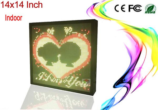 

led sign 14"x14" indoor programmable colorfull display open message sign board