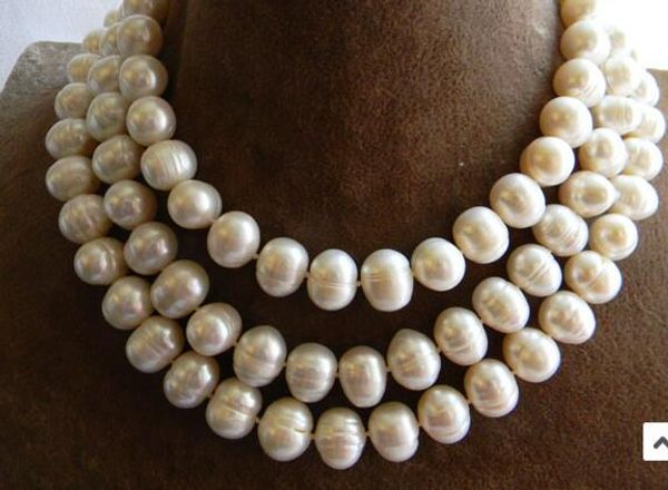 

beautiful 50" 11mm round white freshwater pearl necklace, Silver