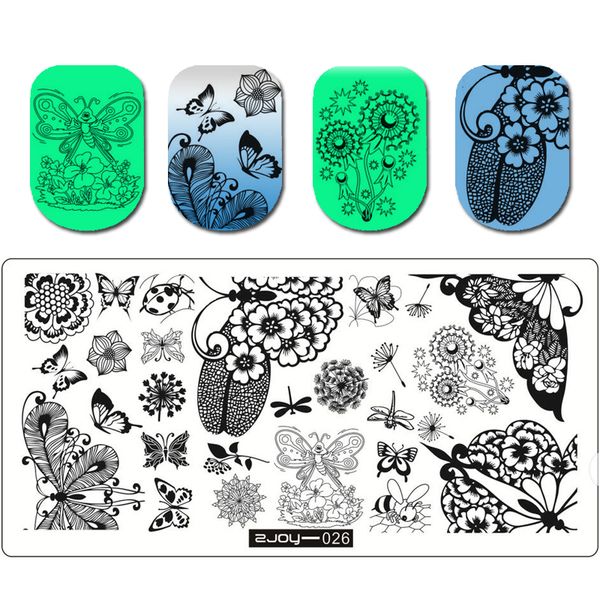 

1pcs 6.5*12.5cm butterfly flower nail stamping plates stamping nail stencil for art stamps manicure template tools, White