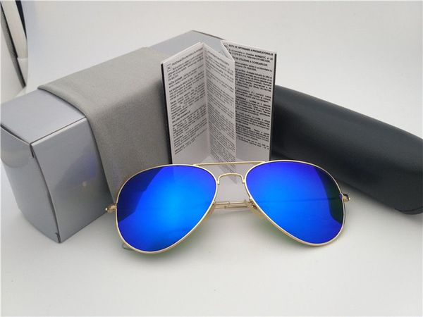

pilot sunglasses designer sunglasses for men women alloy metal frame colorful lens 58mm with original case box 1pcs, White;black