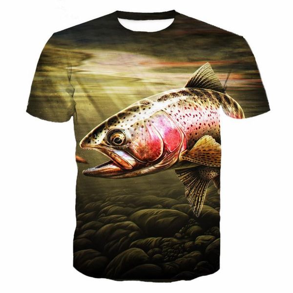 

новейшая мода глубоководная рыба футболка смешные 3d печатные женщины / мужчины с коротким рукавом мужская футболка повседневная топы k318, White;black