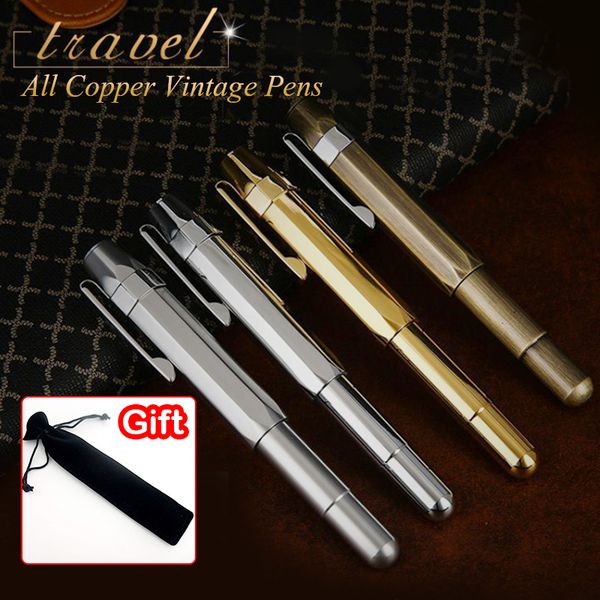 

vintage brass fountain pen ink pen metal signature stationery caneta tinteiro quill vulpen penna stilografa 876