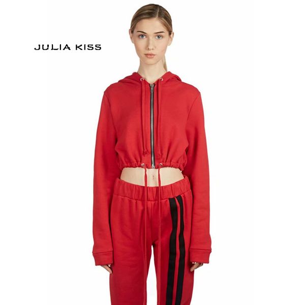 

women zip up crop hoodie & striped sweatpants set, Gray