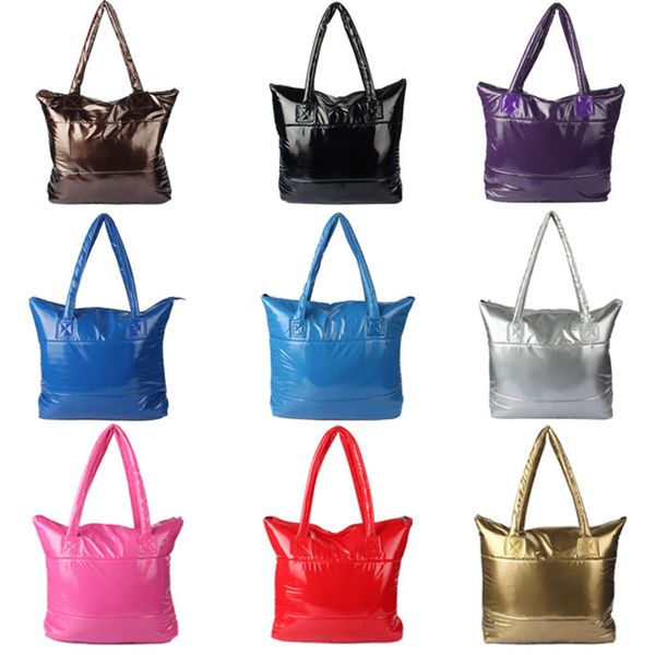 

women girl space bale zipper cotton totes handbag feather down shoulder leisure versatile bag a# dropship