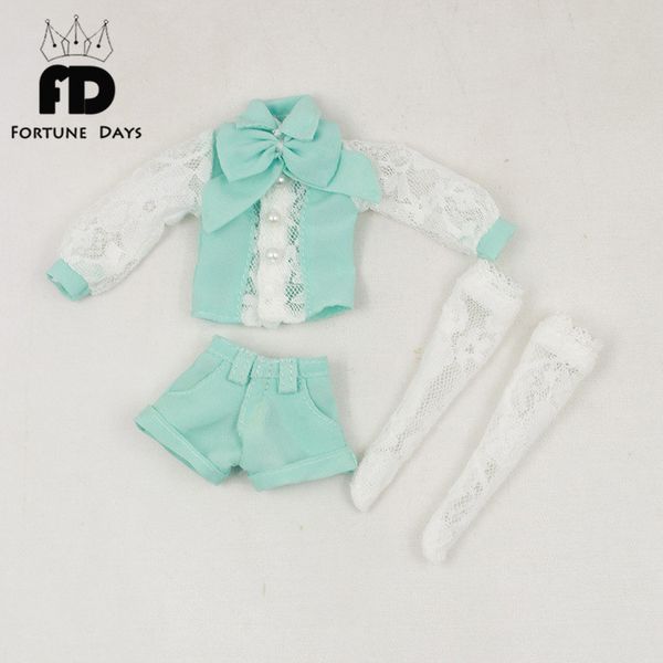 

for icy blyth doll jecci five 1/6 30cm summer suit long sleeved sun green small fresh white clothes