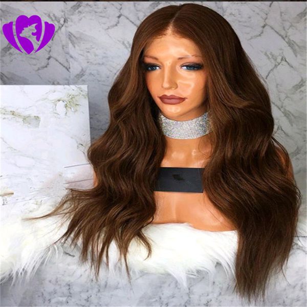 

elling medium brown/black/burgundy wig 180density wavy brazilian wig heat resistant glueless synthetic lace front wigs for women