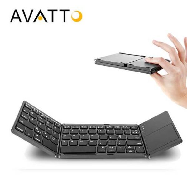 

Protable a18 bluetooth folding keyboard twice foldable bt wirele touchpad keypad for io android window ipad tablet