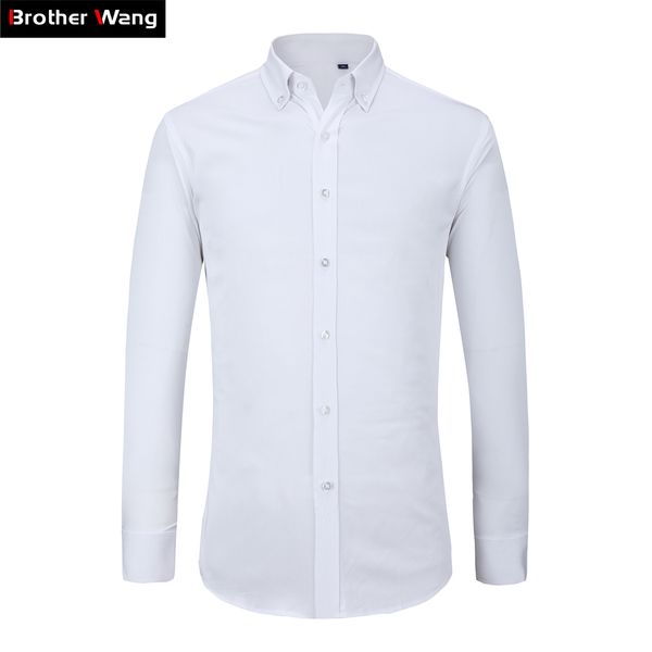 

plus size white shirt men 8xl 9xl 10xl business casual solid color long sleeve shirt male men clothes 2018, White;black