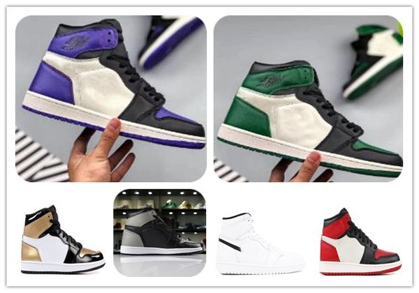 

1 high og court purple pine green mens basketball shoes homage to home 1s shadow bred toe gym red sports sneaker athletics ment