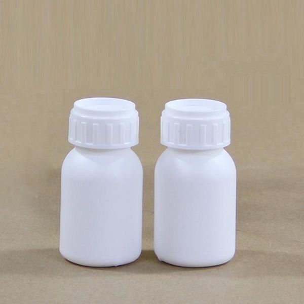 50 ml weiß kunststoff Leere Flasche Pille Pulver Bestnote Nachfüllbar Verpackung Flasche Schraubdeckel schnelles verschiffen