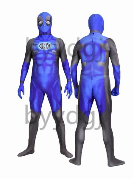 

3d print deadpool lantern corps superhero costume lycra zentai bodysuit cosplay halloween party suit delivery, Black;red