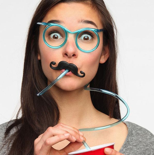 Cannucce Occhiali Divertenti Baffi Barba Cannucce Tubo flessibile per bere Giocattoli per bambini Decorazione per feste di compleanno