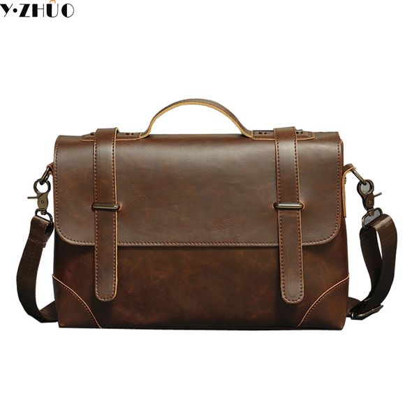 

crazy horse leather man handbags business tote vintage men messenger bags men shoulder lapbags