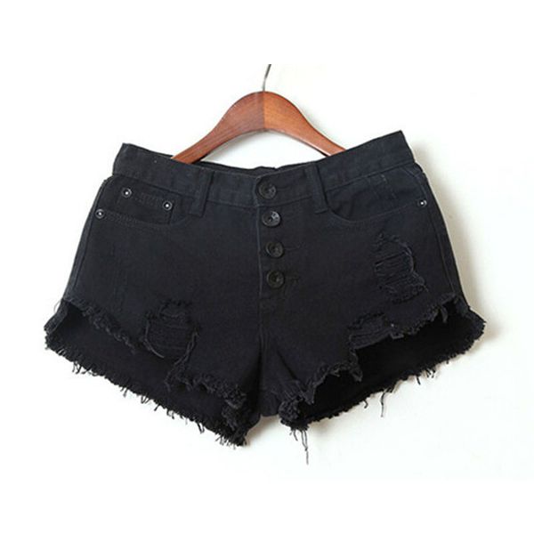 

new 2018 summer denim shorts jeans women fashion ladies tassel hole high waist mini shorts for woman, White;black