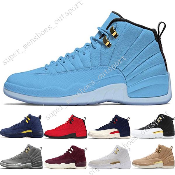 

12 12s мужчины баскетбол обувь мичиган быки колледж военно-морского флота unc нью-йорк vachetta тан пшеницы темно-серый бордо крылья мастер