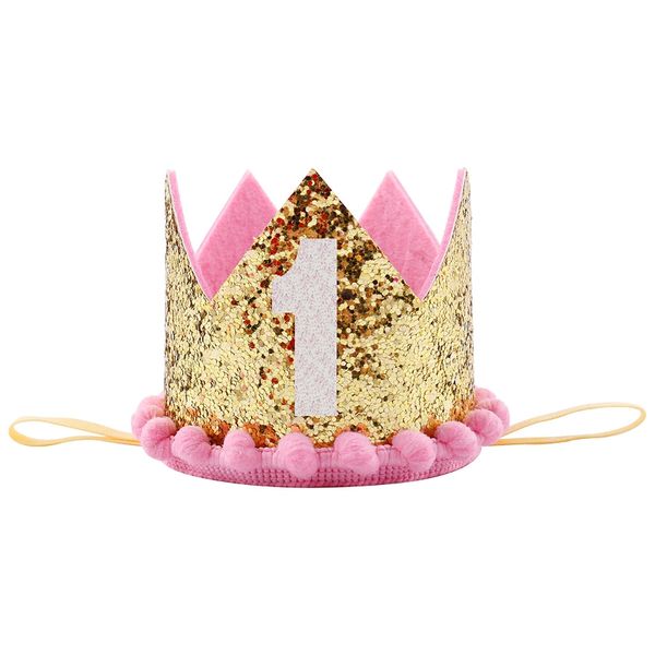 

glitter 1st birthday party hat prince princess crown number 1 party hats baby girls boys birthday headband headdress favor