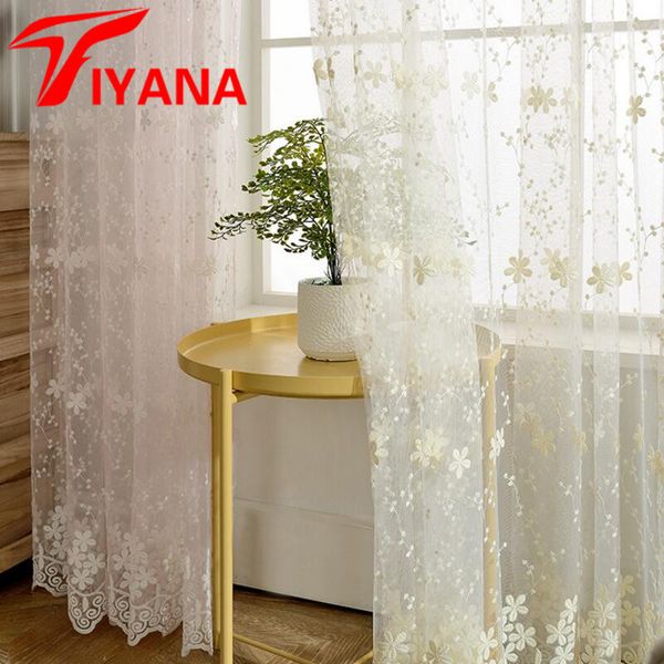 2019 Beautiful Lace Curtains Sheer Embroidered Tulle Rustic Flower